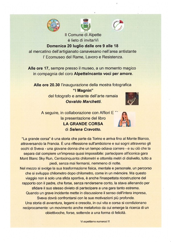 Mercatino Artigianale - Coro - Inaugurazione mostra fotografica - Presentazione libro