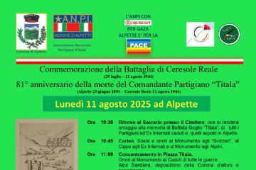 Commemorazione della Battaglia di Ceresole Reale - 81&#176; Anniversario della morte del Comandante Partigiano &quot;Titala&quot;